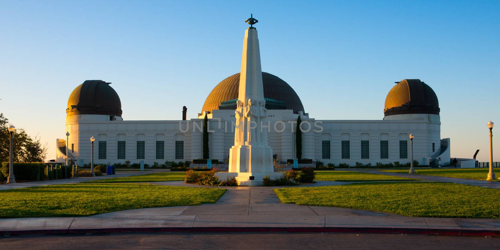 Astronomers Monument in front of Griffith Observatory in Griffith Park, Los Angeles, California, USA