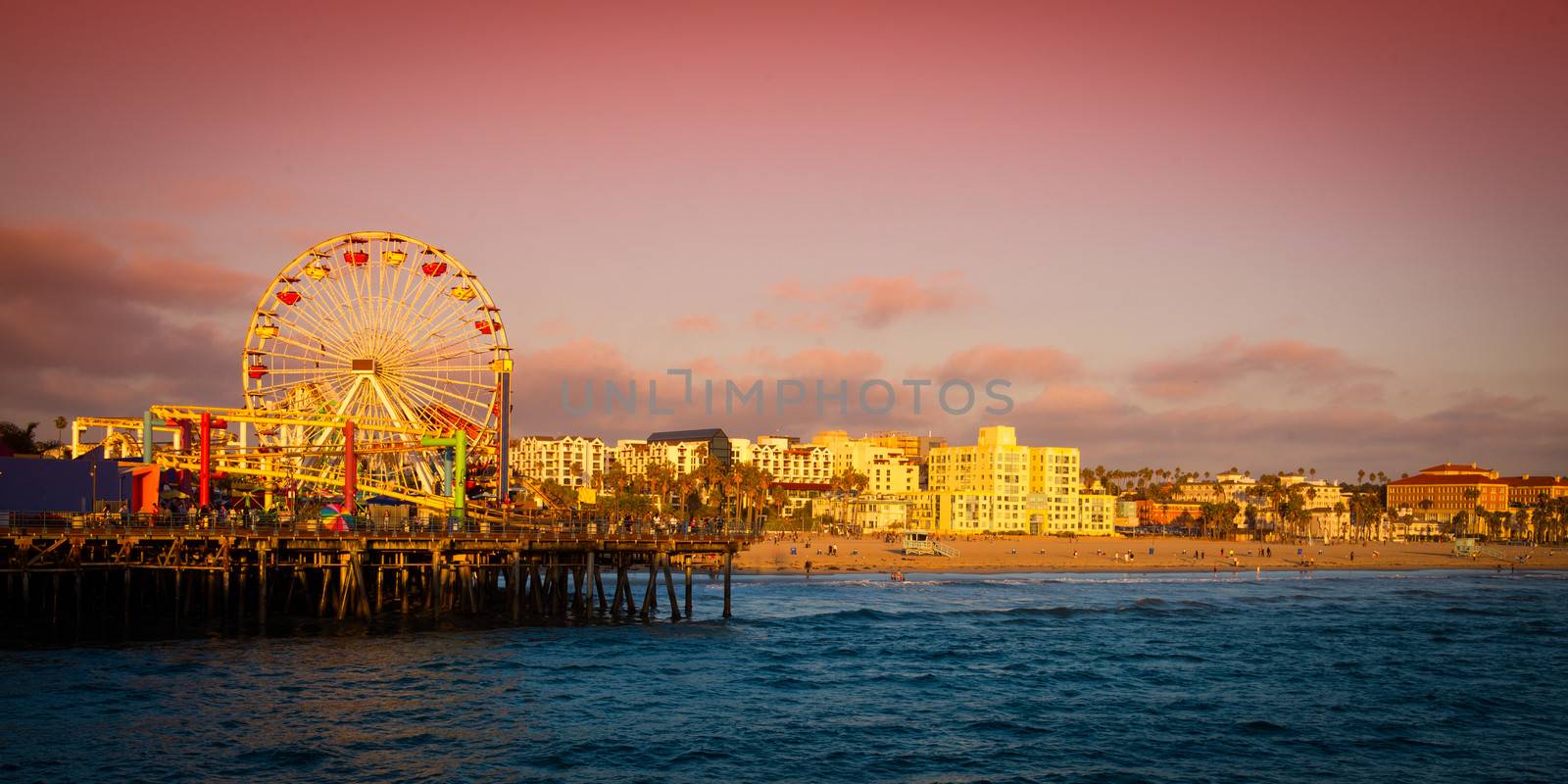 Ferris wheel on a pier, Santa Monica Pier, Santa Monica, Los Angeles County, California, USA
