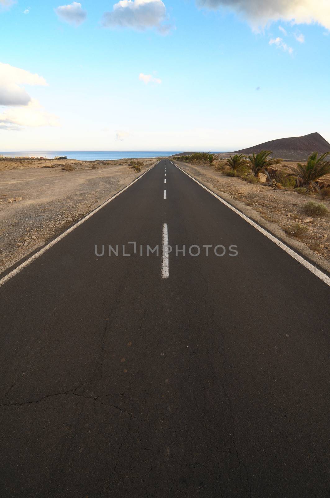 Lonely Road in the Desert Tenerife Canary Islands