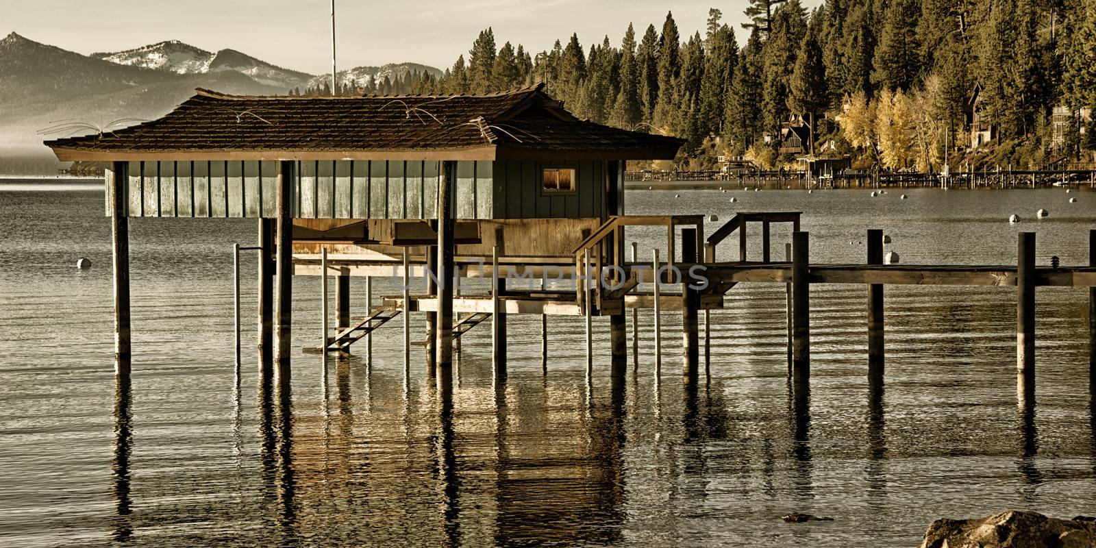 Stilt hut in a lake, Carnelian Bay, Lake Tahoe, California, USA