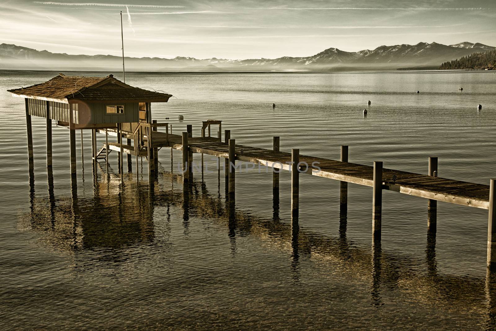 Stilt hut in a lake, Carnelian Bay, Lake Tahoe, California, USA