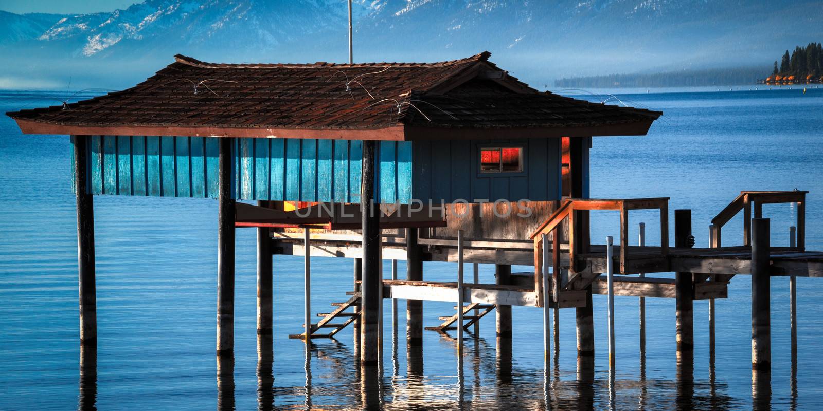 Stilt hut in a lake, Carnelian Bay, Lake Tahoe, California, USA