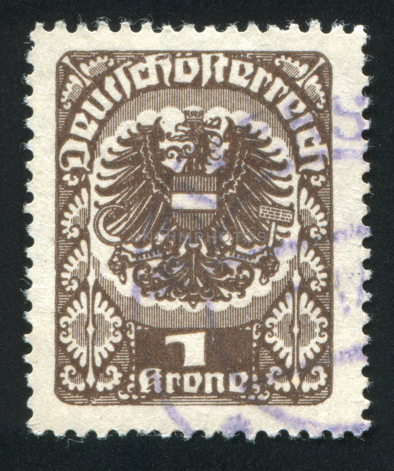 AUSTRIA - CIRCA 1920: stamp printed by Austria, shows ornament and eagle, circa 1920