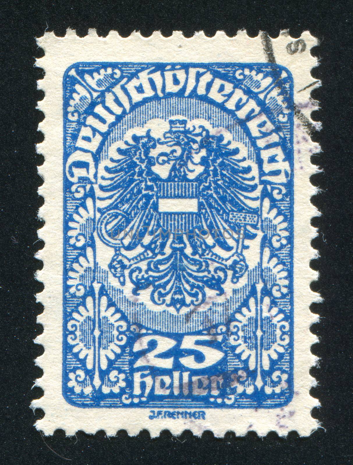 AUSTRIA - CIRCA 1920: stamp printed by Austria, shows ornament and eagle, circa 1920