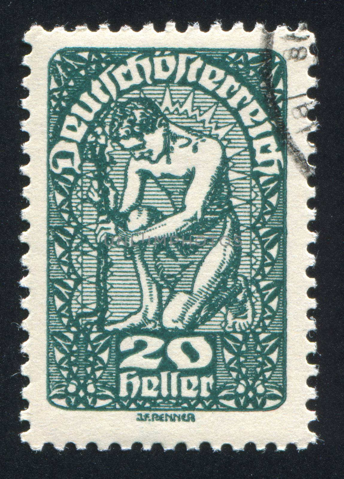 AUSTRIA - CIRCA 1919: stamp printed by Austria, shows Man and flower, circa 1919