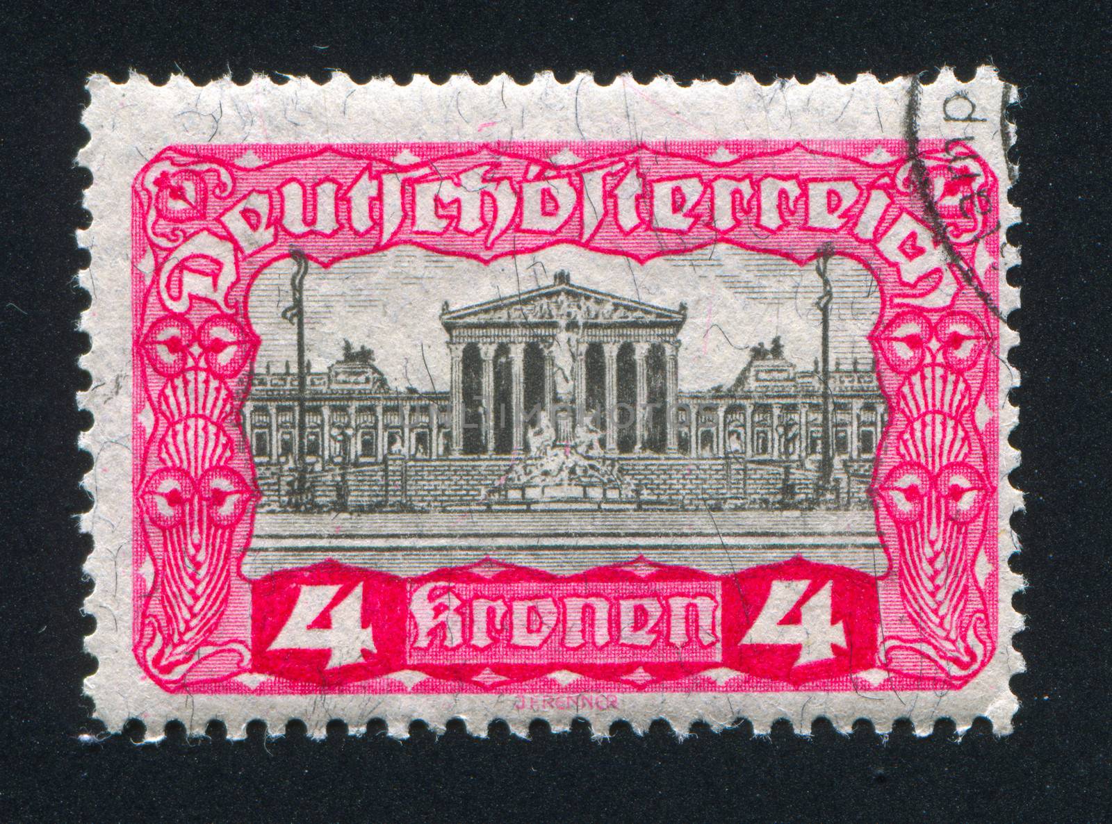 AUSTRIA - CIRCA 1919: stamp printed by Austria, shows Parliament
Building, circa 1919