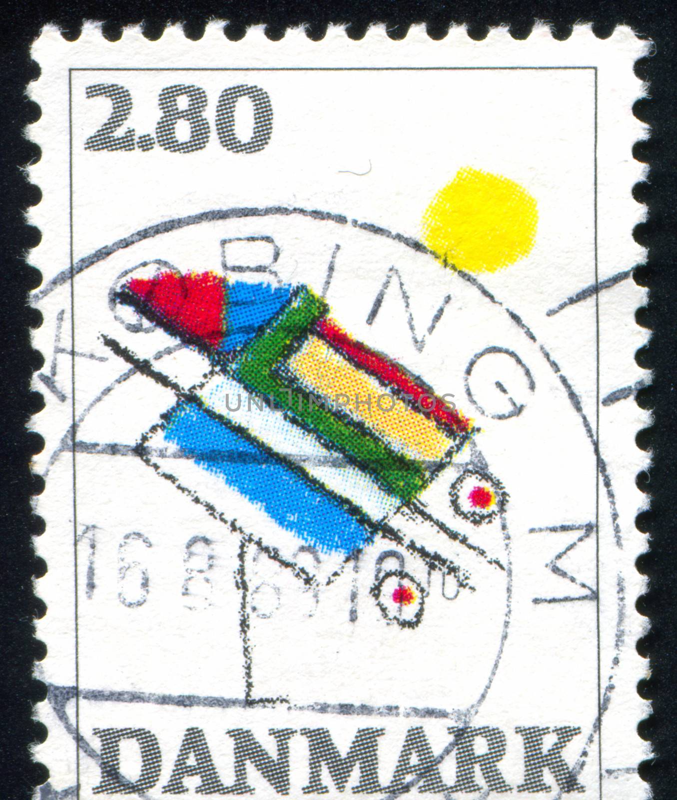 DENMARK - CIRCA 1987: stamp printed by Denmark, shows Abstact by Ejler Bille, circa 1987