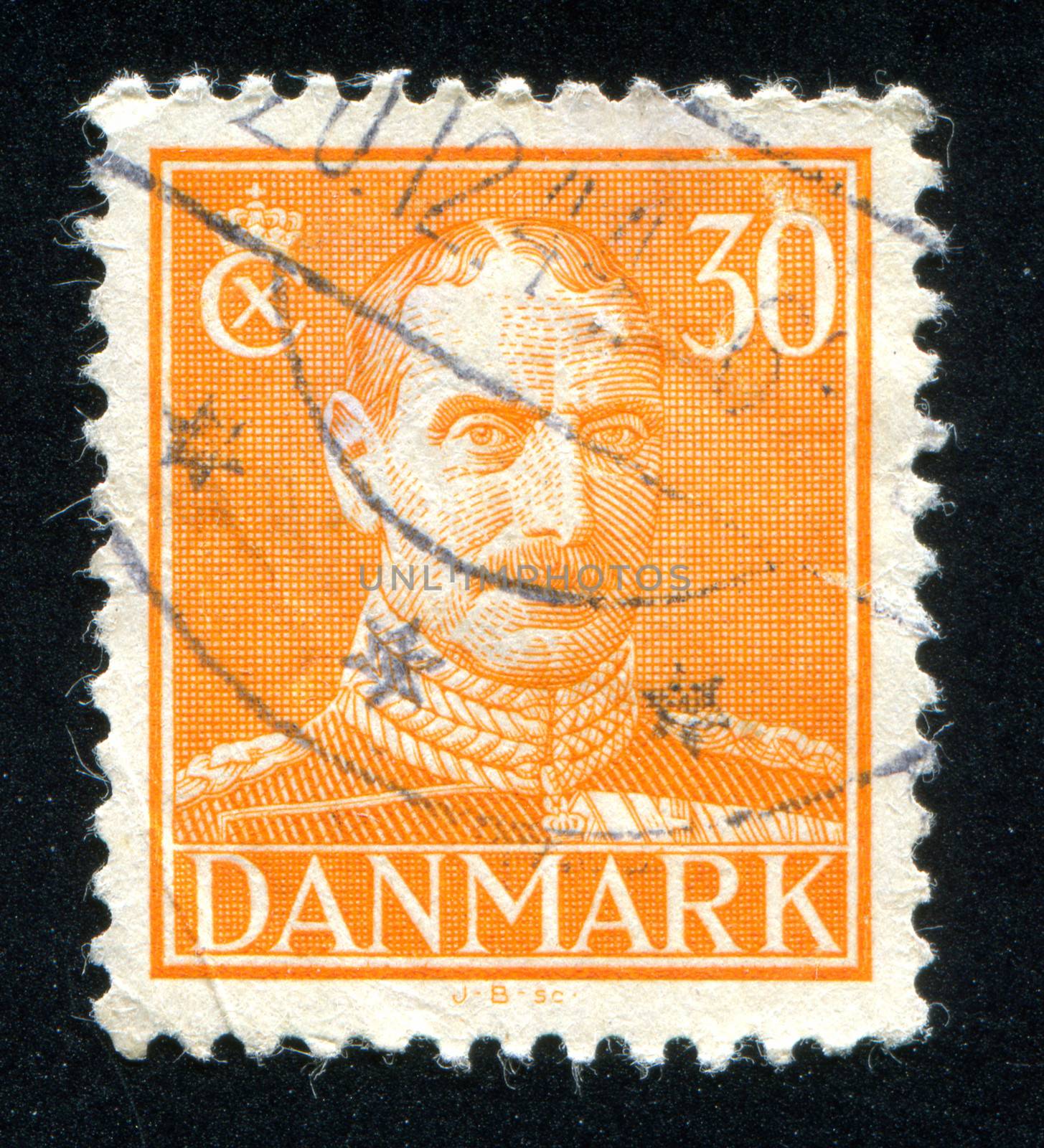 DENMARK - CIRCA 1942: stamp printed by Denmark, shows King Christian X, circa 1942