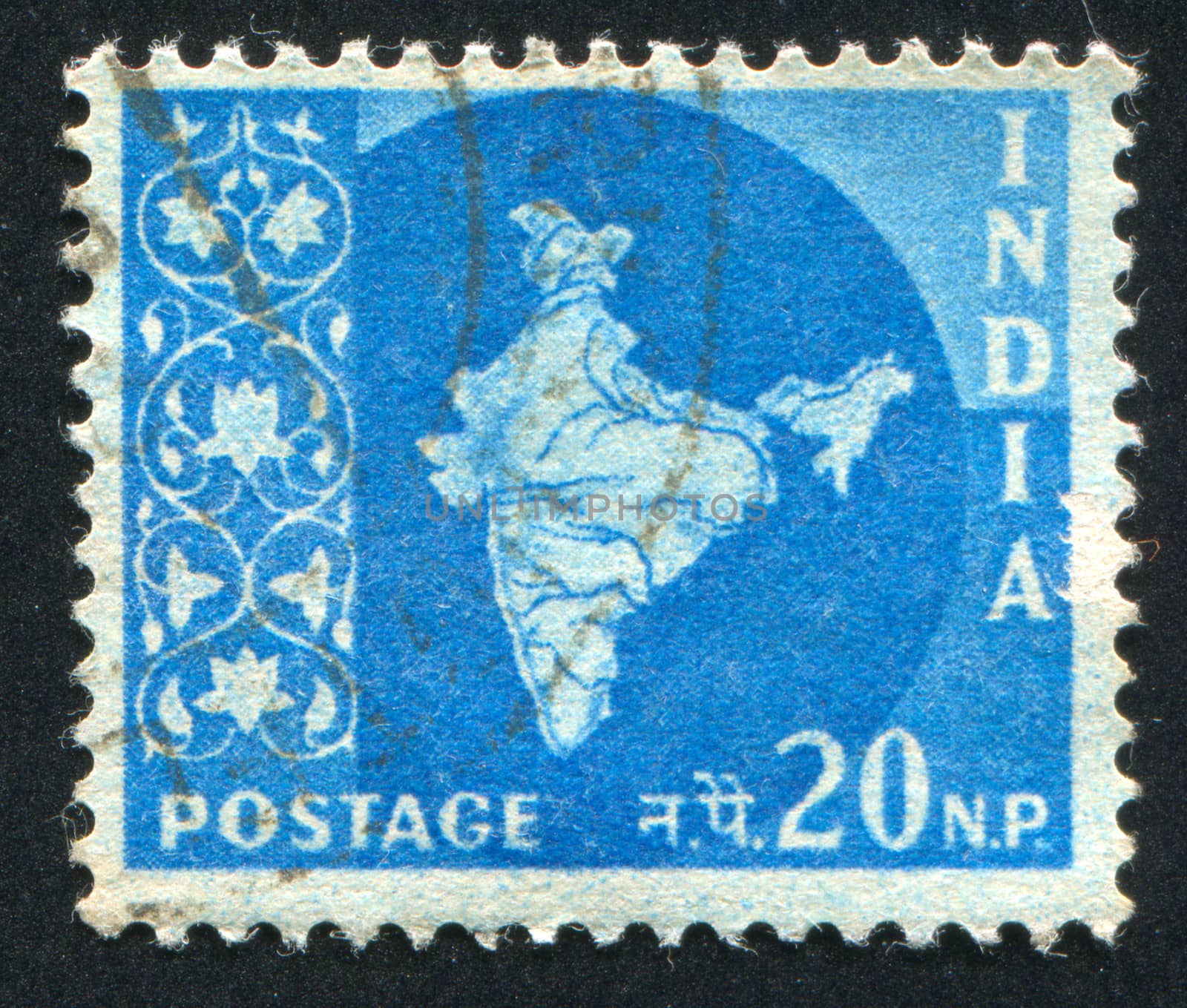 INDIA - CIRCA 1957: stamp printed by India, shows map of India, circa 1957