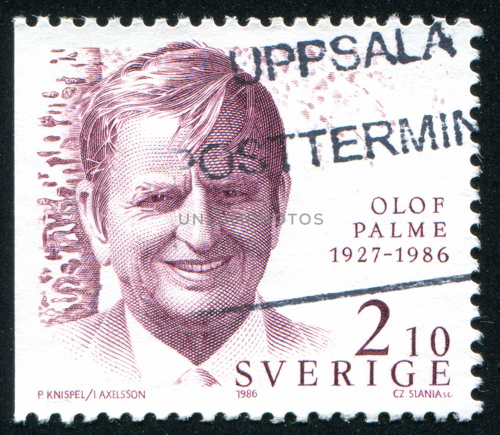 SWEDEN - CIRCA 1986: stamp printed by Sweden, shows Olof Palme, Prime Minister, circa 1986