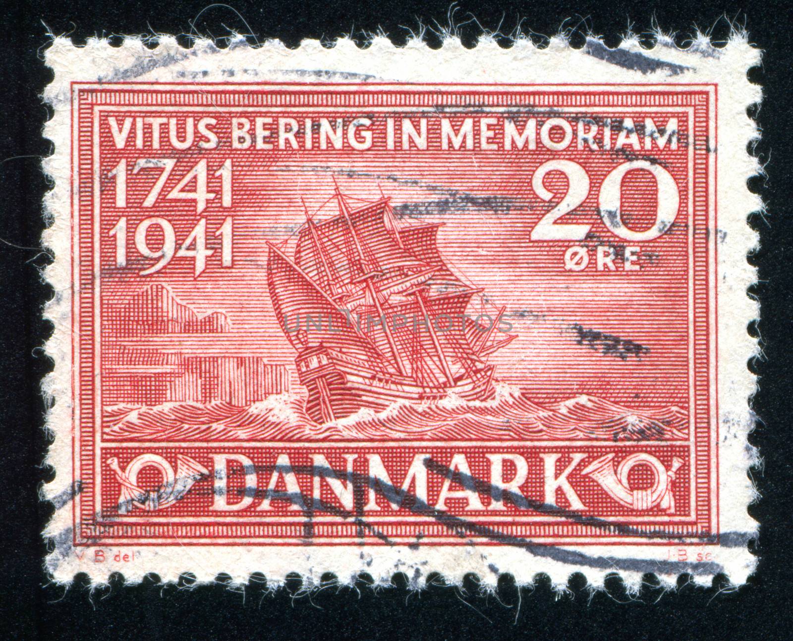 DENMARK - CIRCA 1941: stamp printed by Denmark, shows Bering Ship, circa 1941