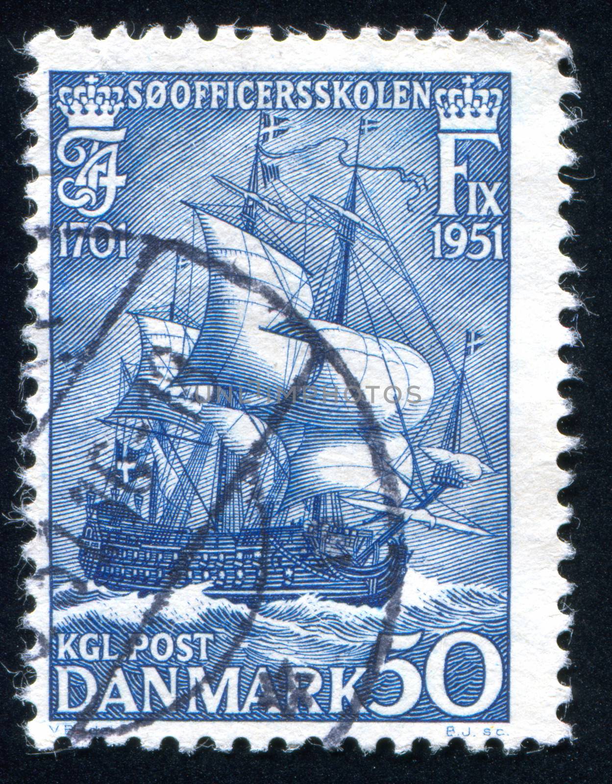 DENMARK - CIRCA 1951: stamp printed by Denmark, shows Warship, circa 1951