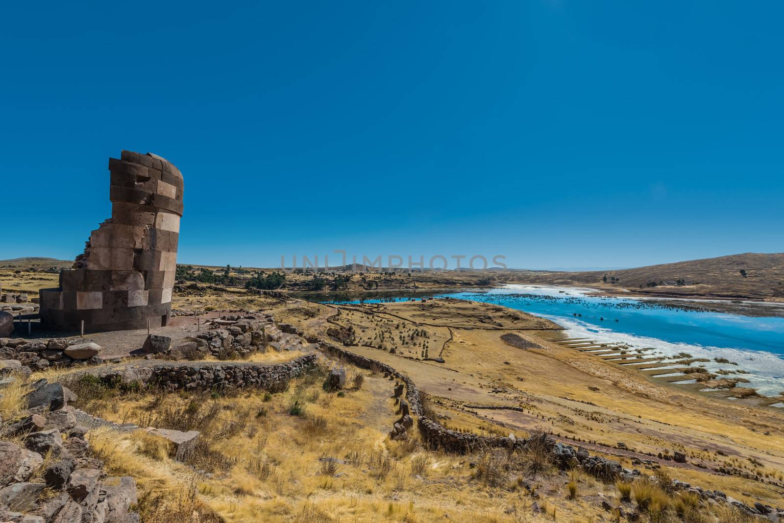 Silustani tombs in the peruvian Andes at Puno Peru by PIXSTILL