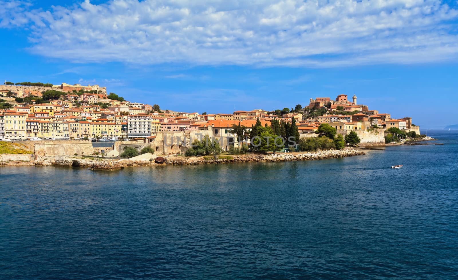 Portoferraio from the sea, Elaba island, Tuscany, Italy