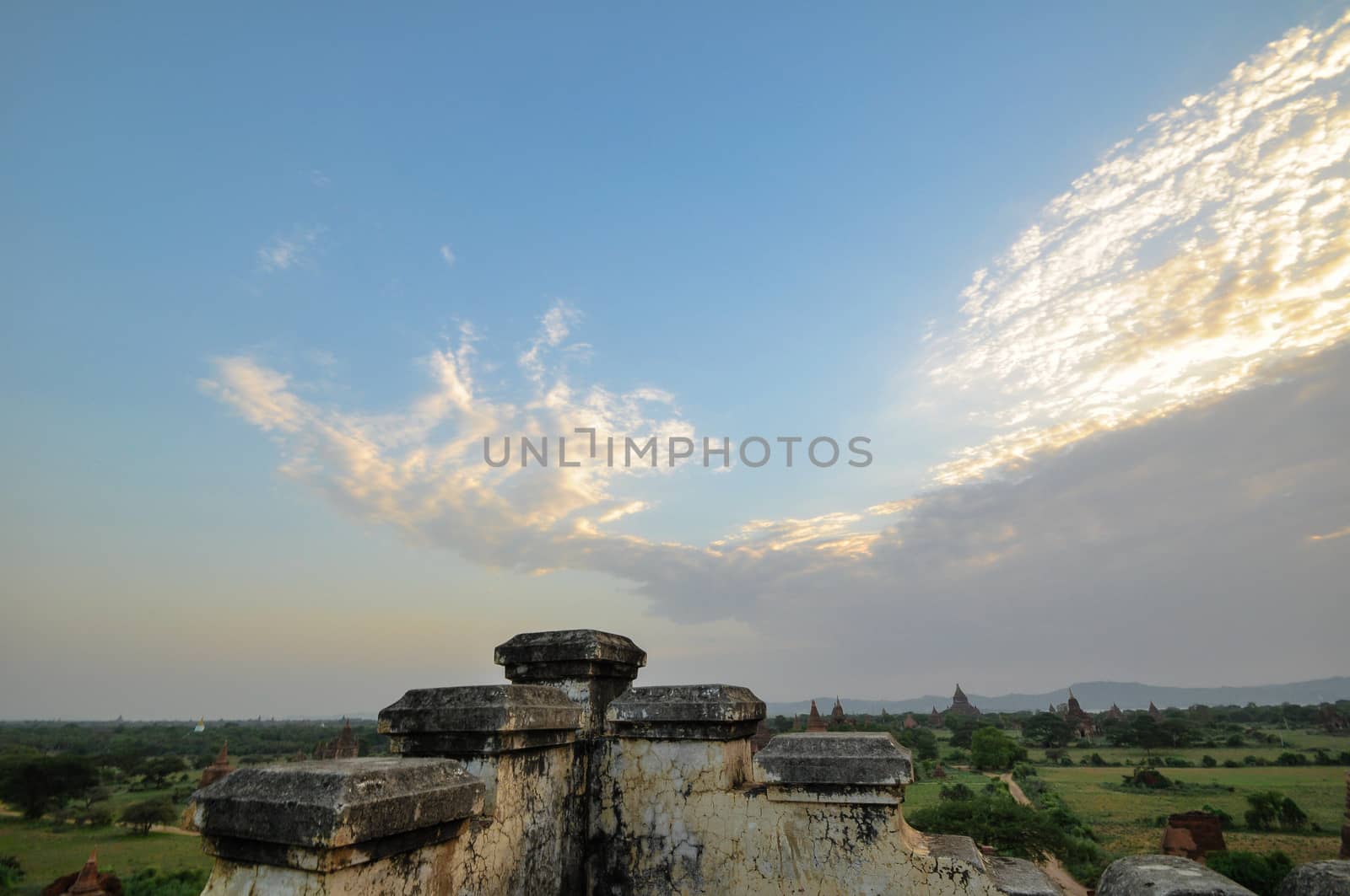 ancient temple in Bagan after sunset , Myanmar Burma