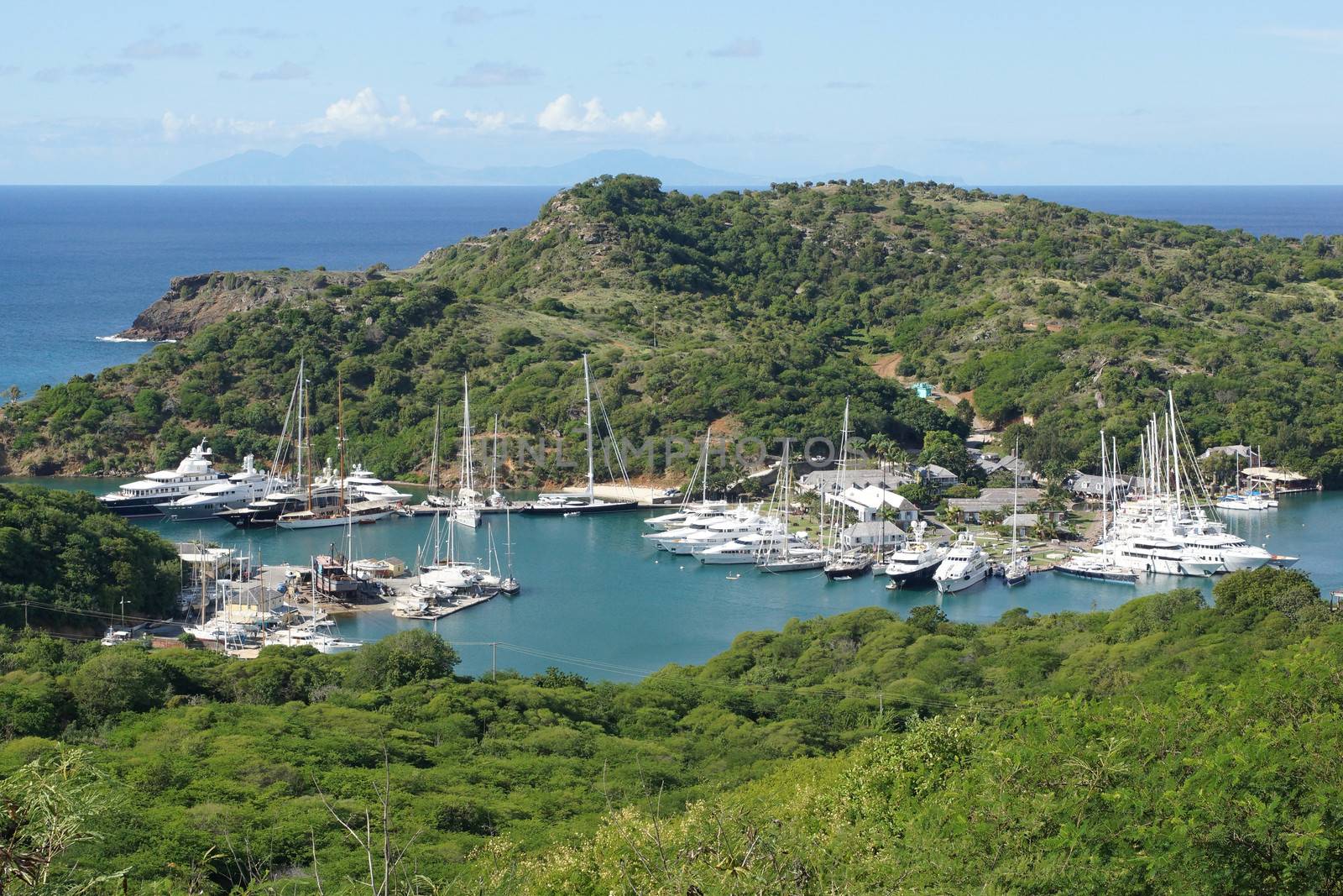 Panorama view over English Harbour and Nelsons Dockyard, Antigua and Barbuda, Caribbean