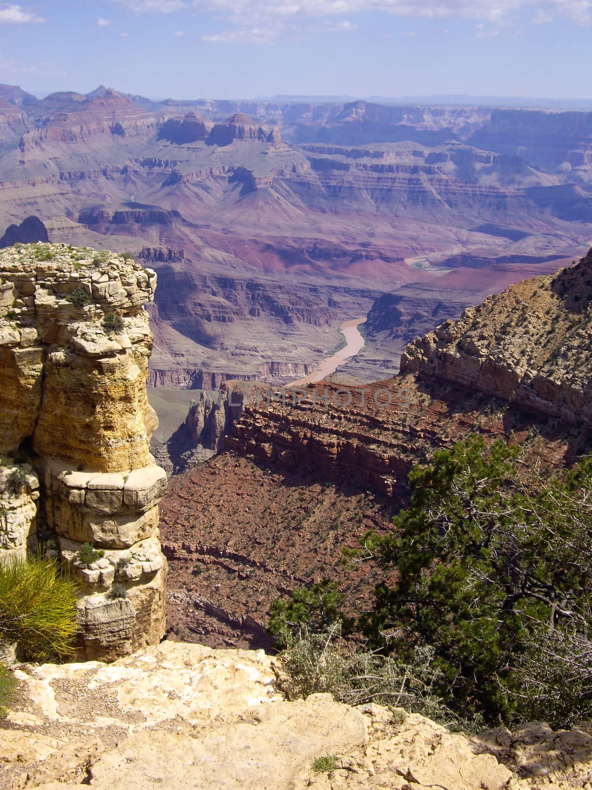 View over the edge of Colorado River at Grand Canyon National Park