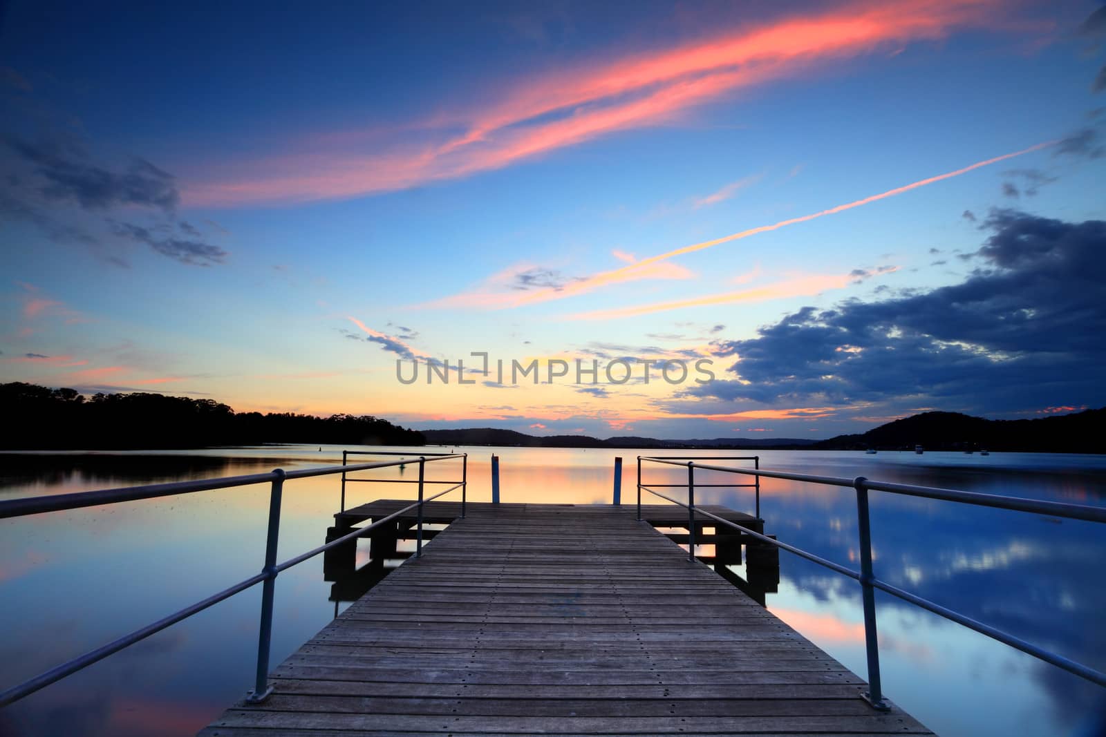 Spectacular sunset at Kincumber on the Kincumber Broadwater, Central Coast Australia.