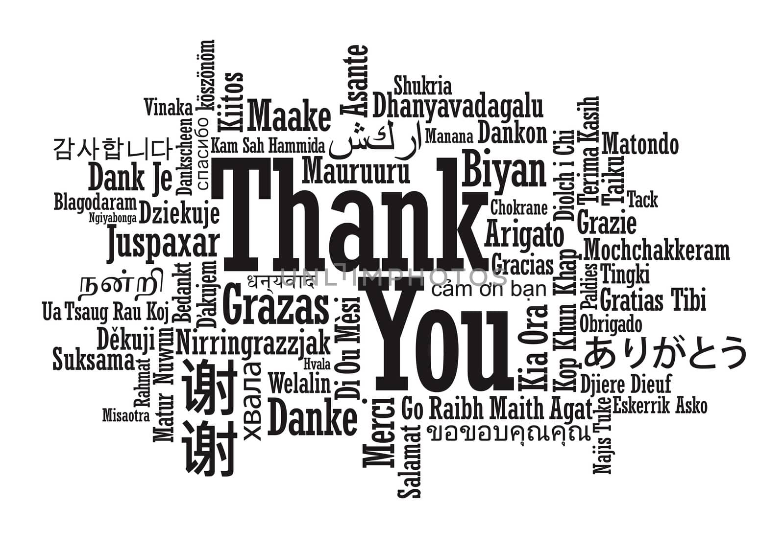 Thank You Word Cloud illustration in raster format