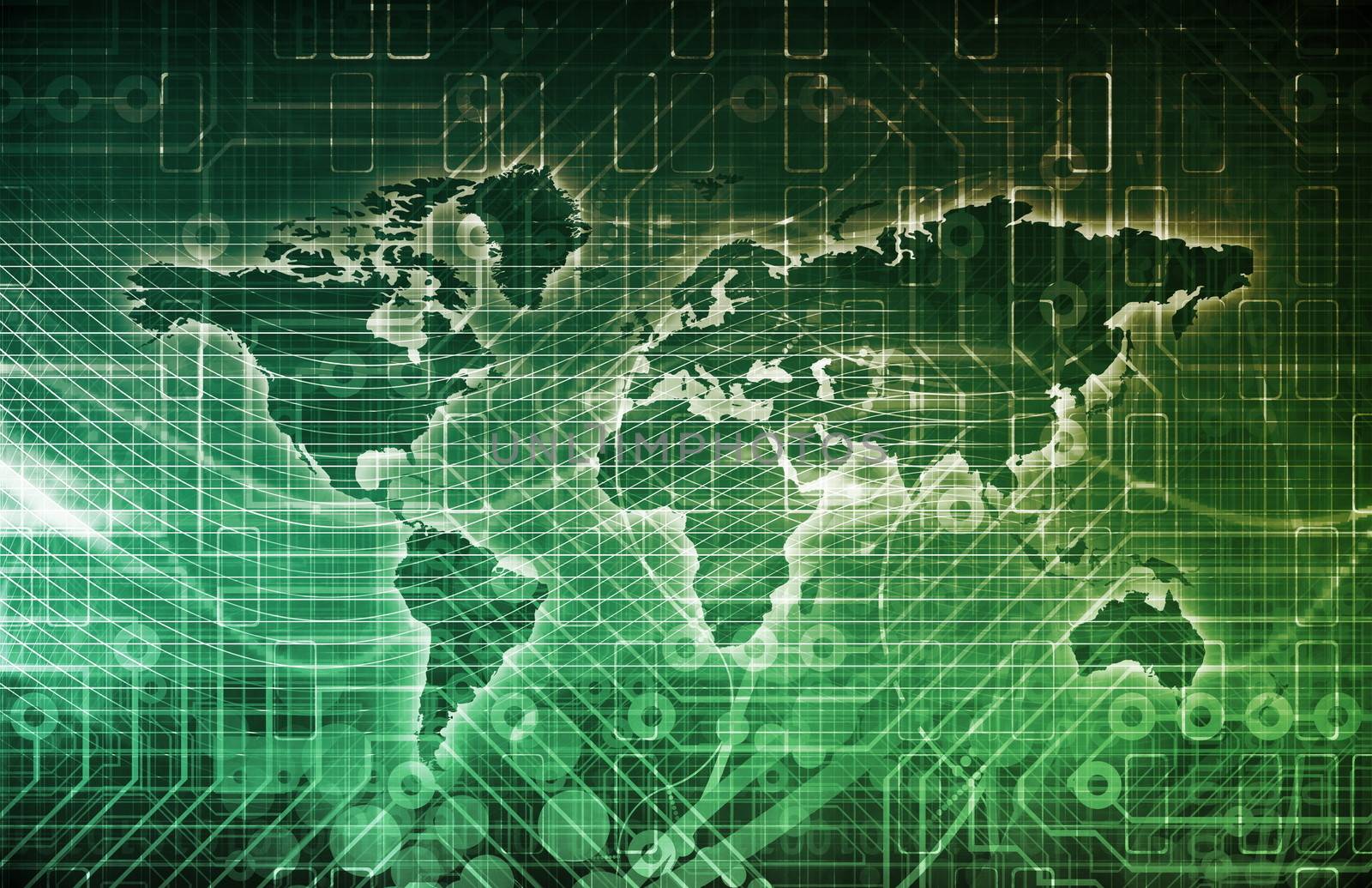 Global Digital Technology Concept with Monitors Screens