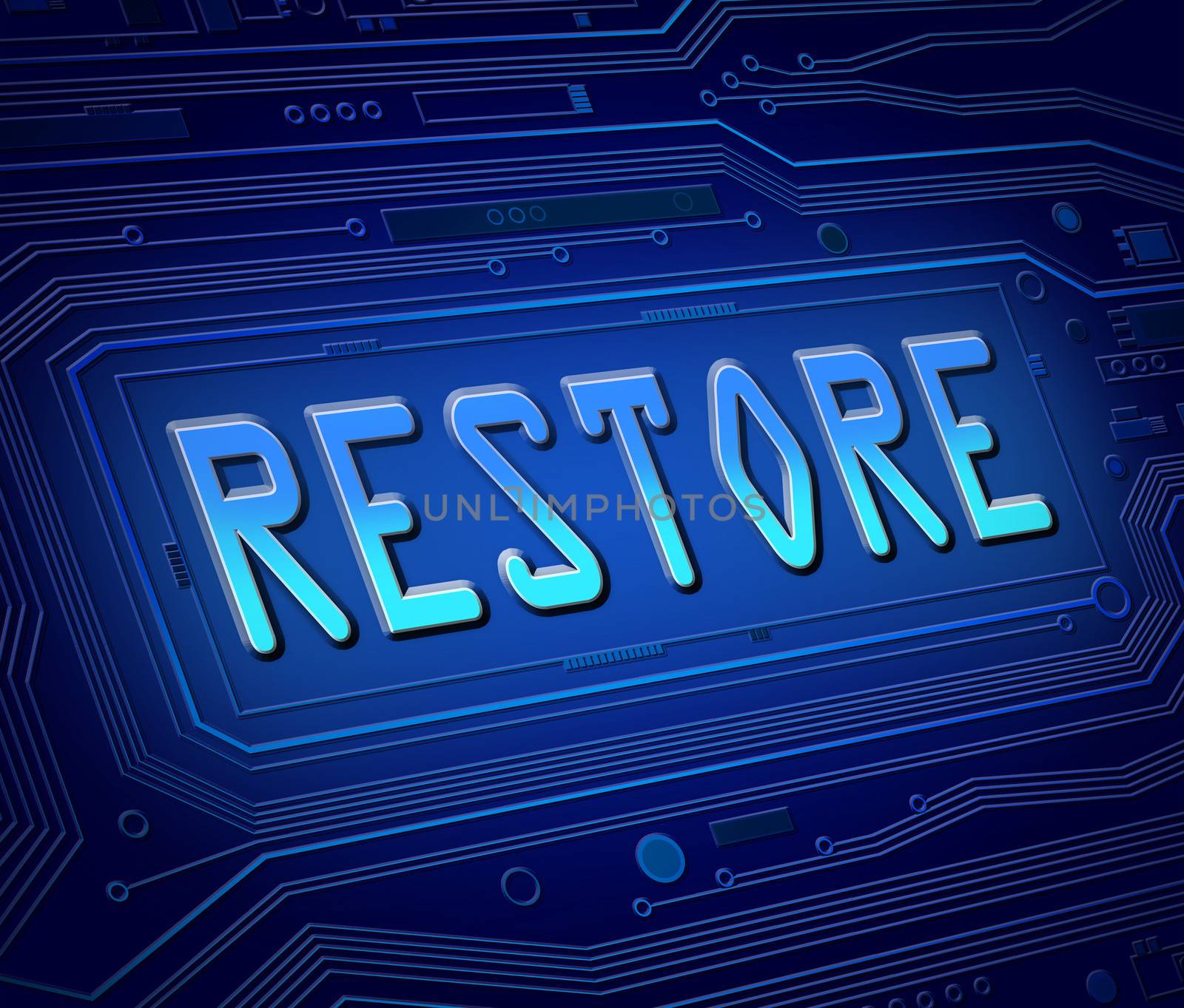 Abstract style illustration depicting printed circuit board components with a restore concept.