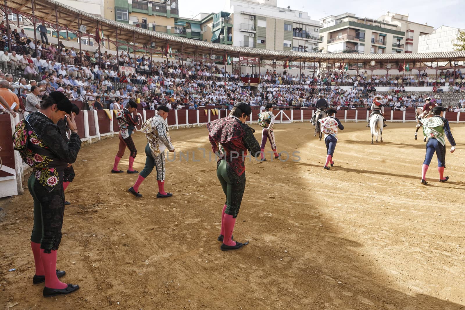 Ubeda, Jaen province, SPAIN - 2 october 2010: Spanish bullfighters at the paseillo or initial parade in Ubeda, Jaen province, Spain
