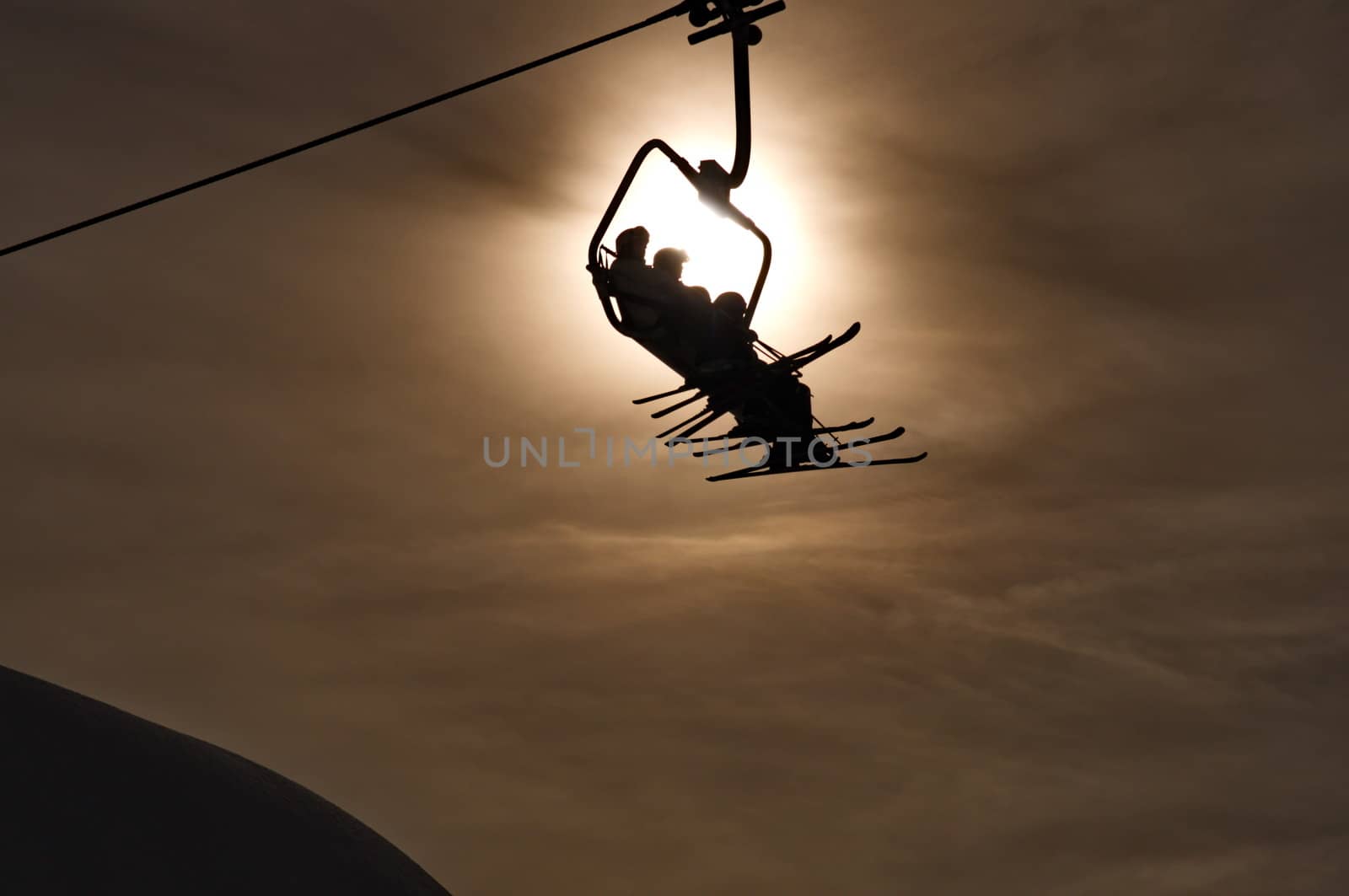 Ski lift silhouette