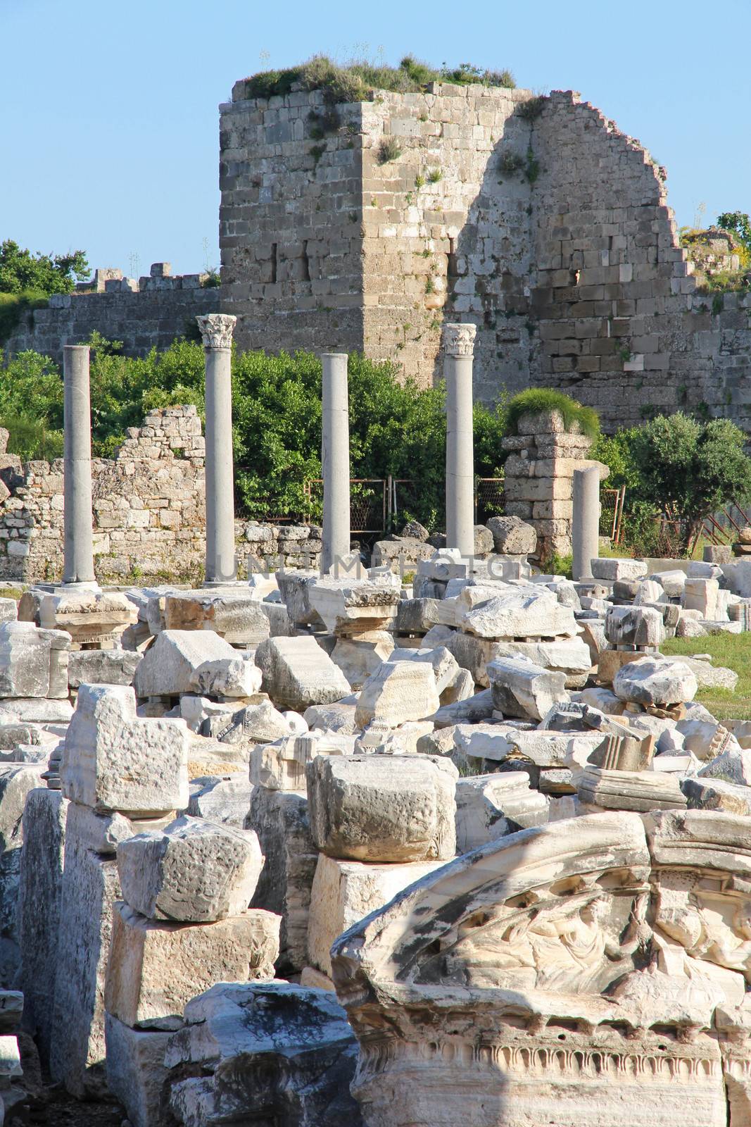Turkey. Side. Antique ruins with columns