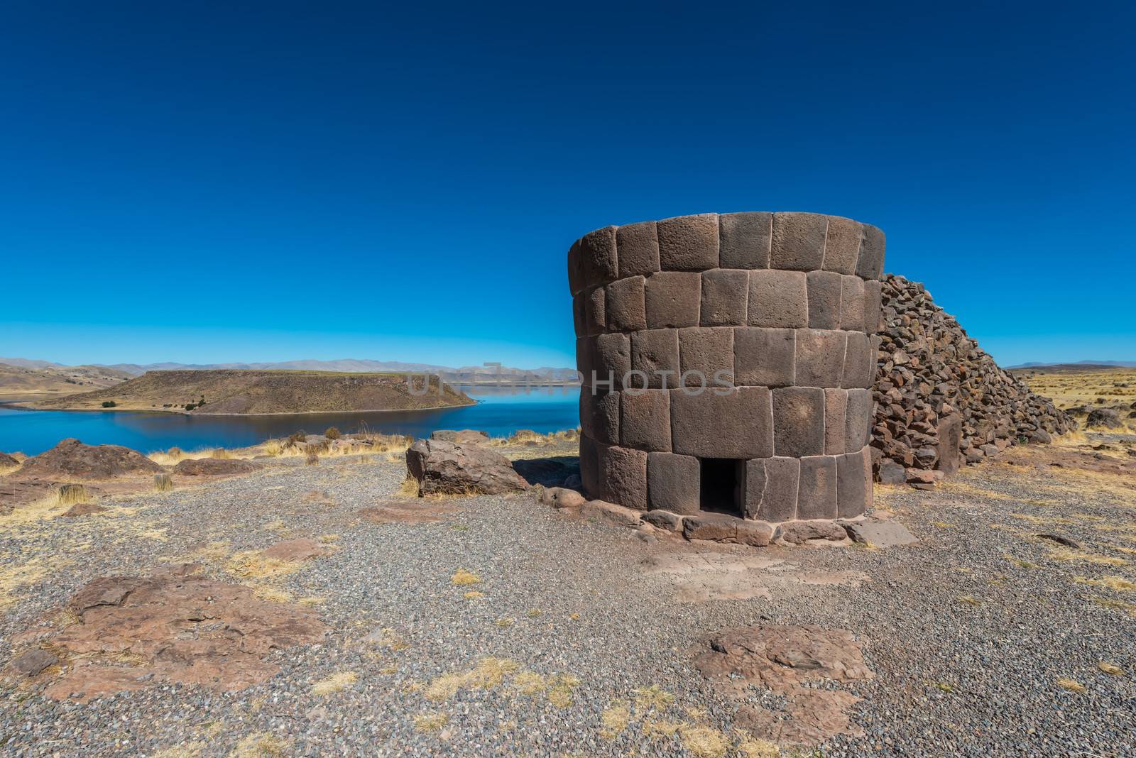 Silustani tombs in the peruvian Andes at Puno Peru by PIXSTILL