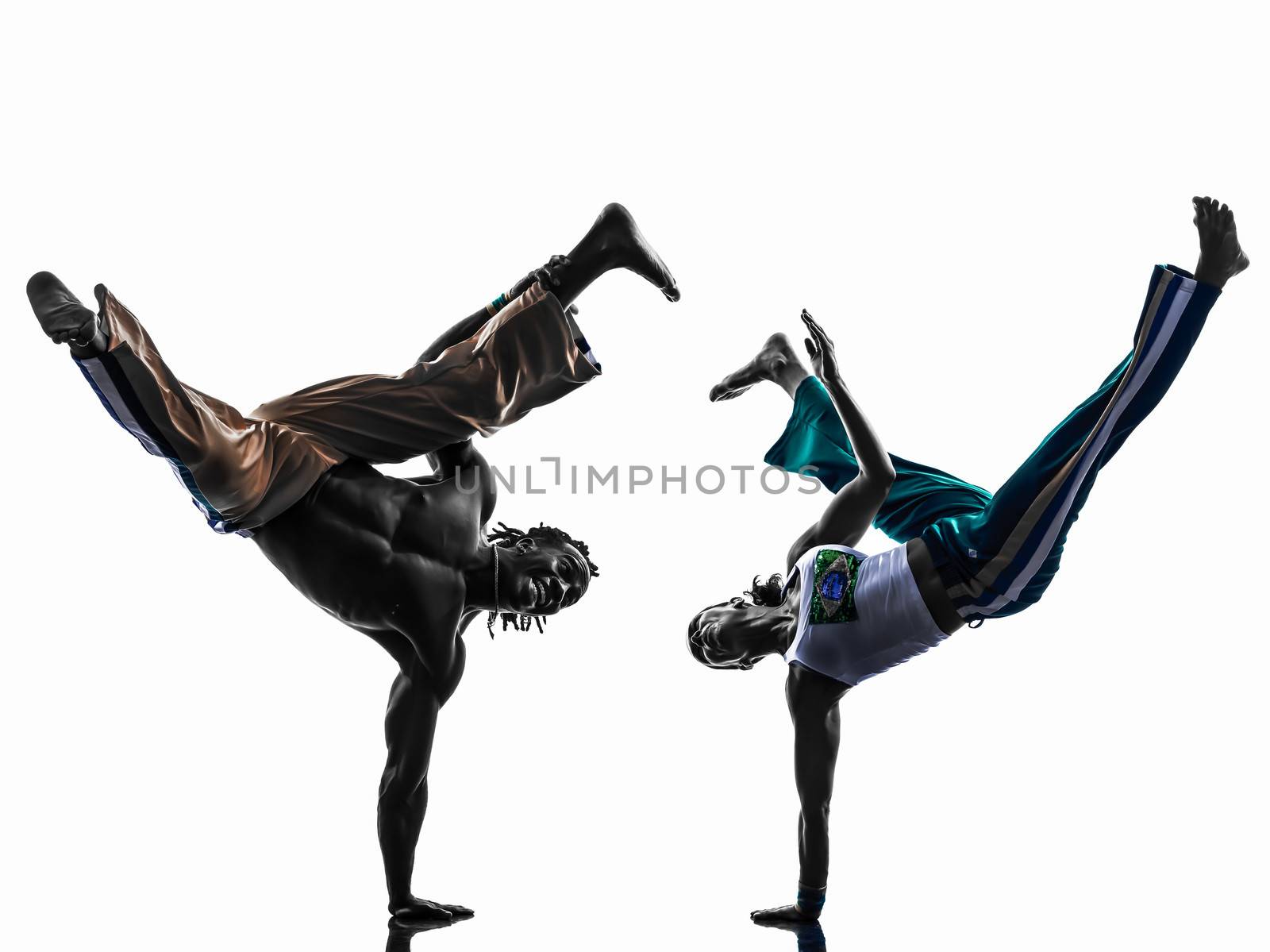 couple capoeira dancers dancing   silhouette  by PIXSTILL