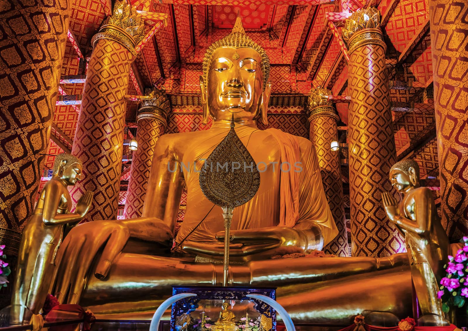 giant sitting buddha Wat Phanan Choeng temple Ayutthaya bangkok  by PIXSTILL