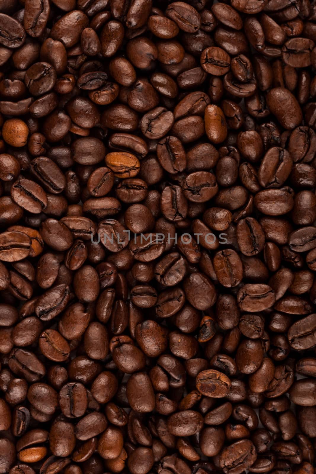 Detail of dark coffee beans.