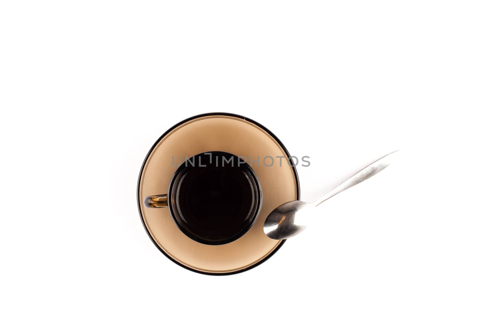 Coffee cup with spoon on white background