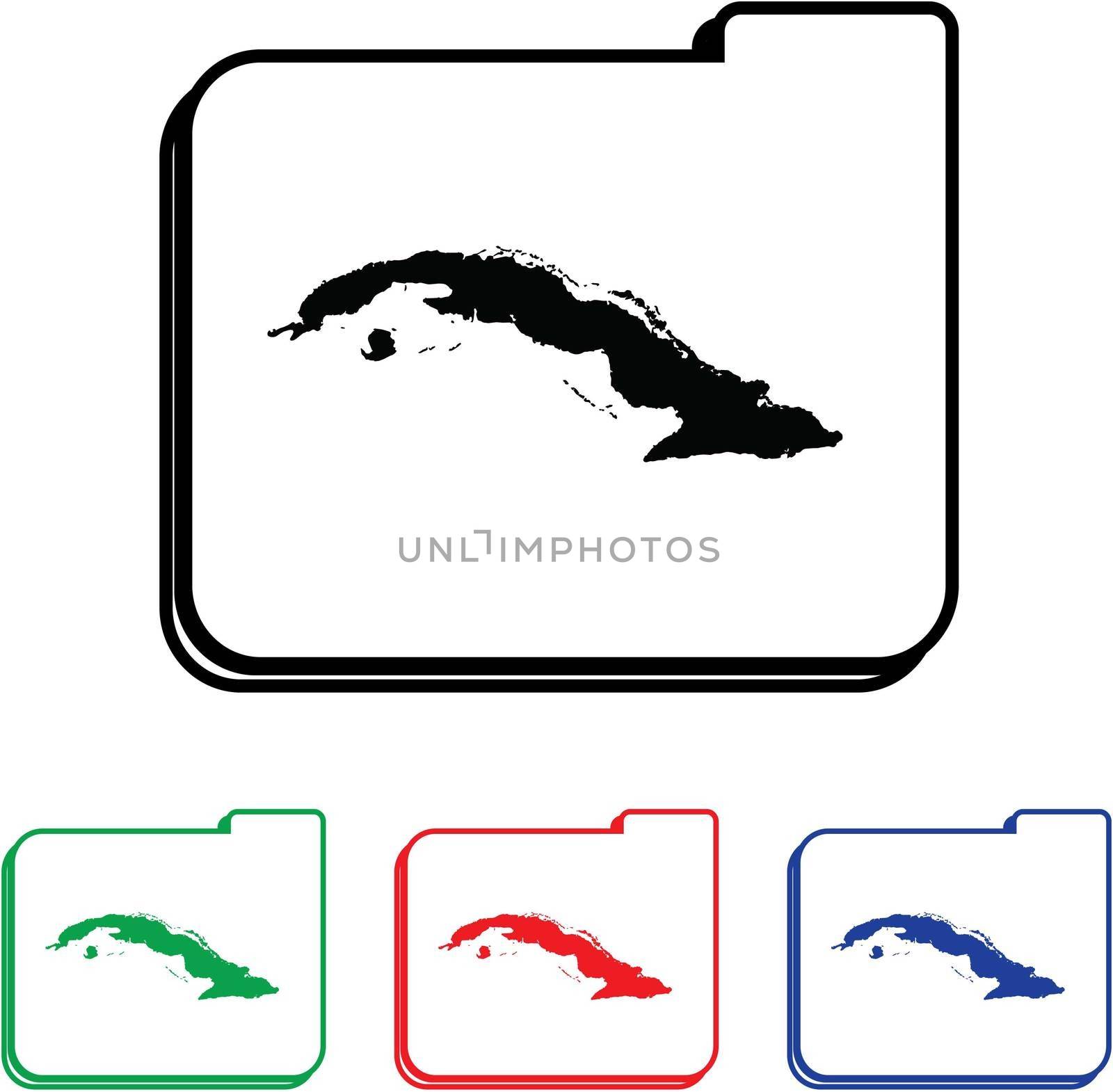 Cuba Icon Illustration with Four Color Variations