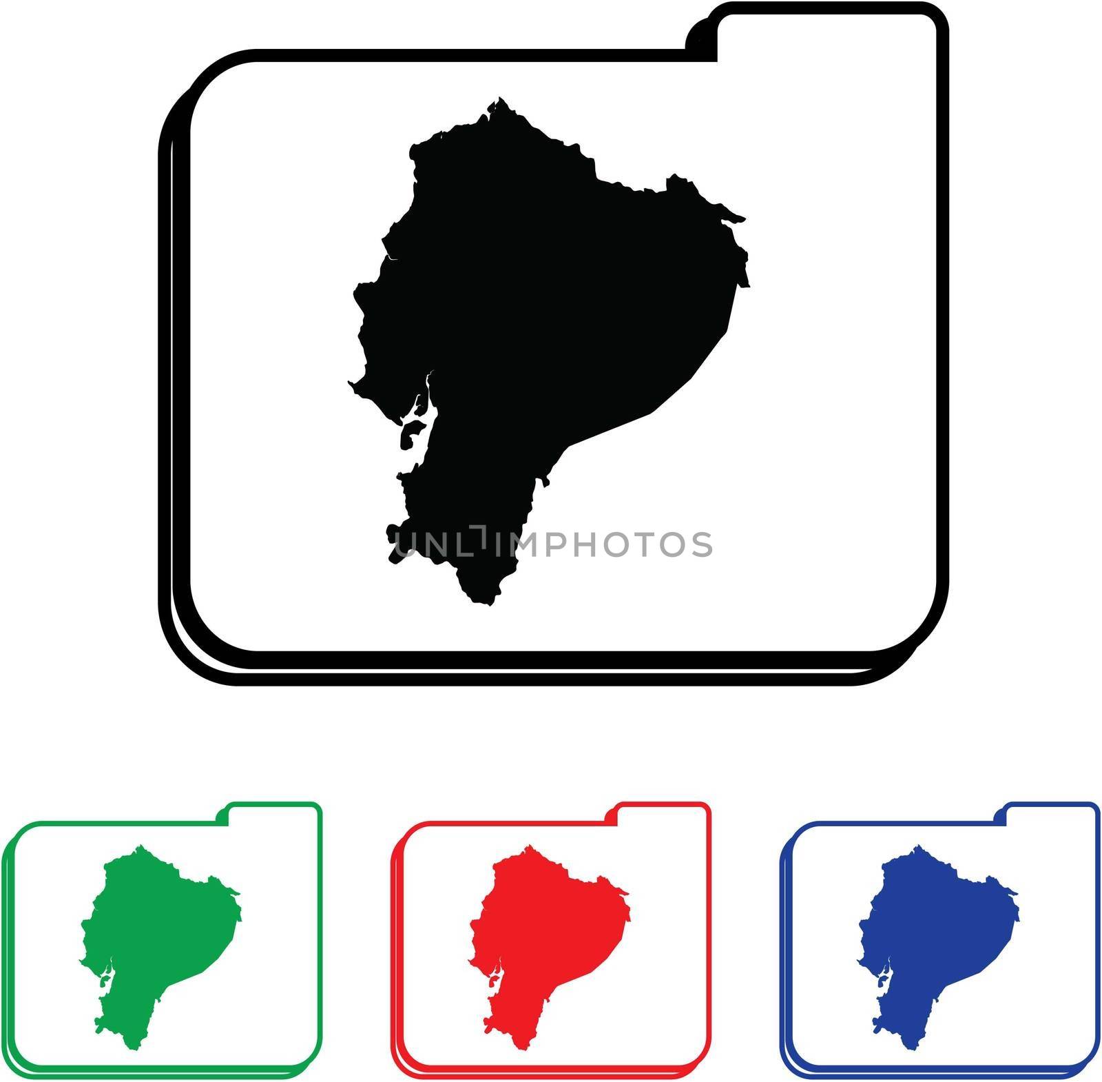 Ecuador Icon Illustration with Four Color Variations
