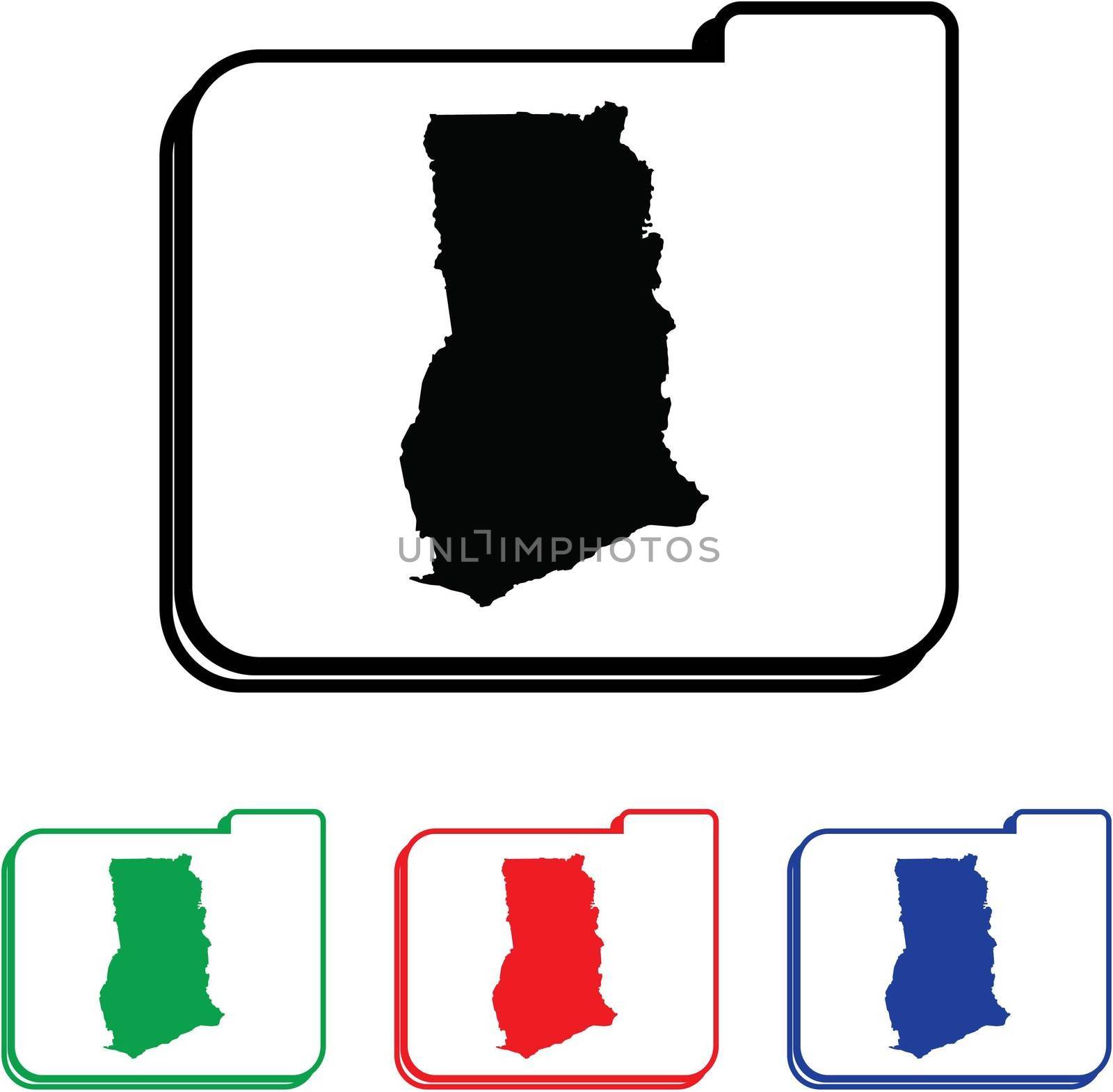 Ghana Icon Illustration with Four Color Variations