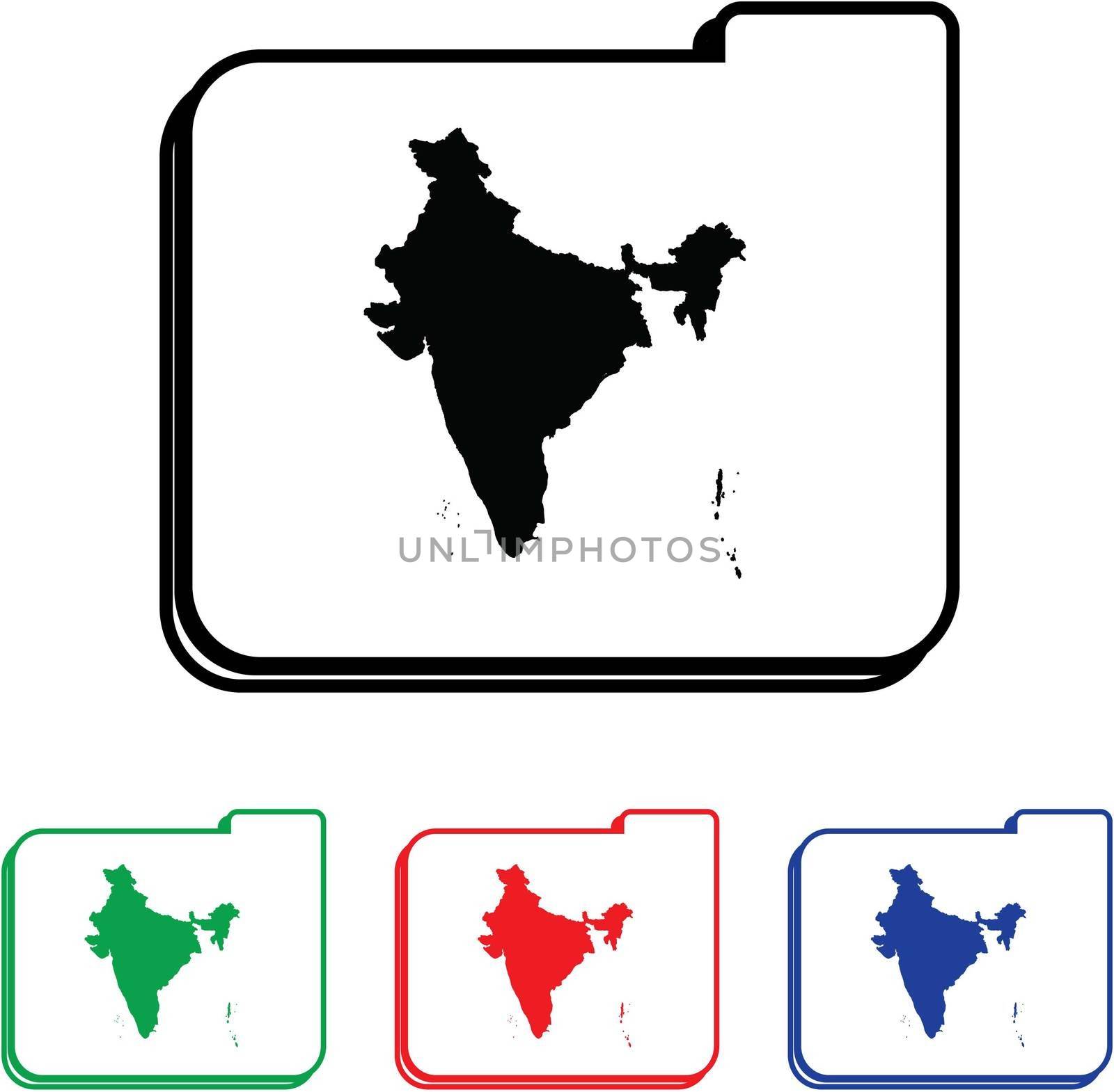 India Icon Illustration with Four Color Variations