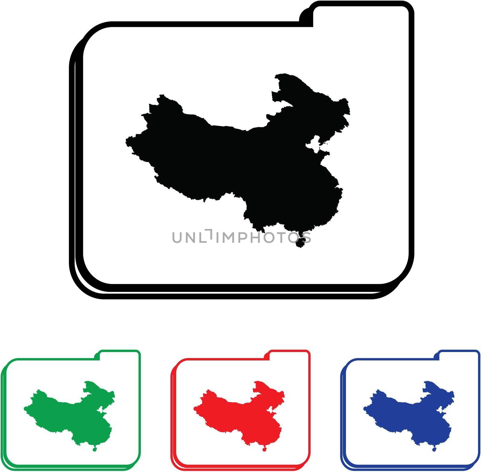China Icon Illustration with Four Color Variations