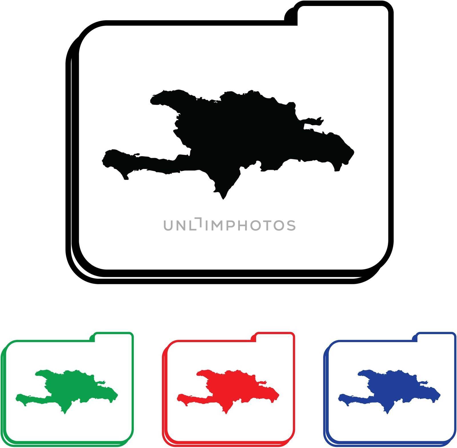 Dominican Republic Icon Illustration with Four Color Variations
