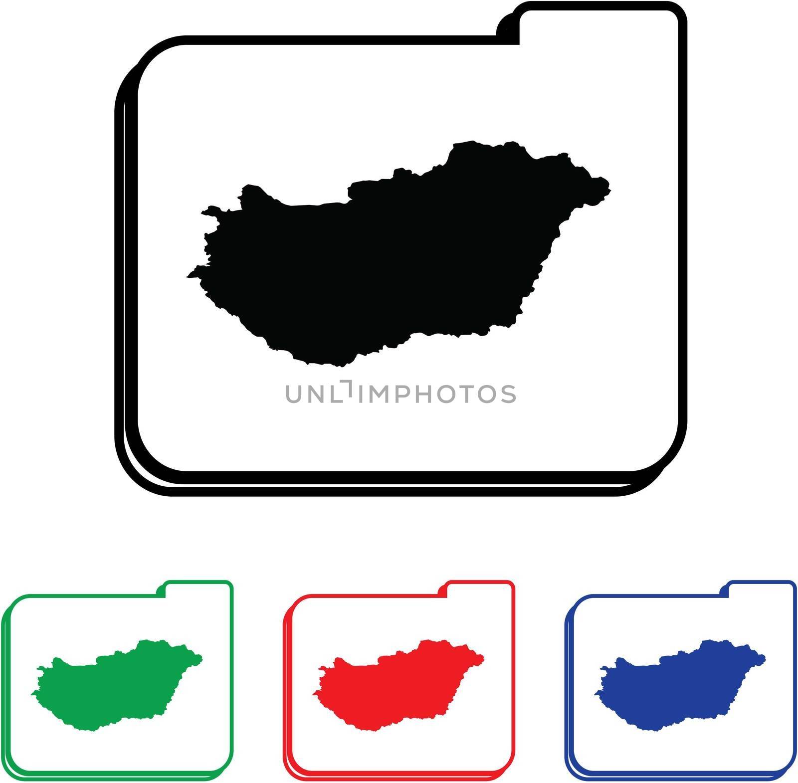 Hungary Icon Illustration with Four Color Variations