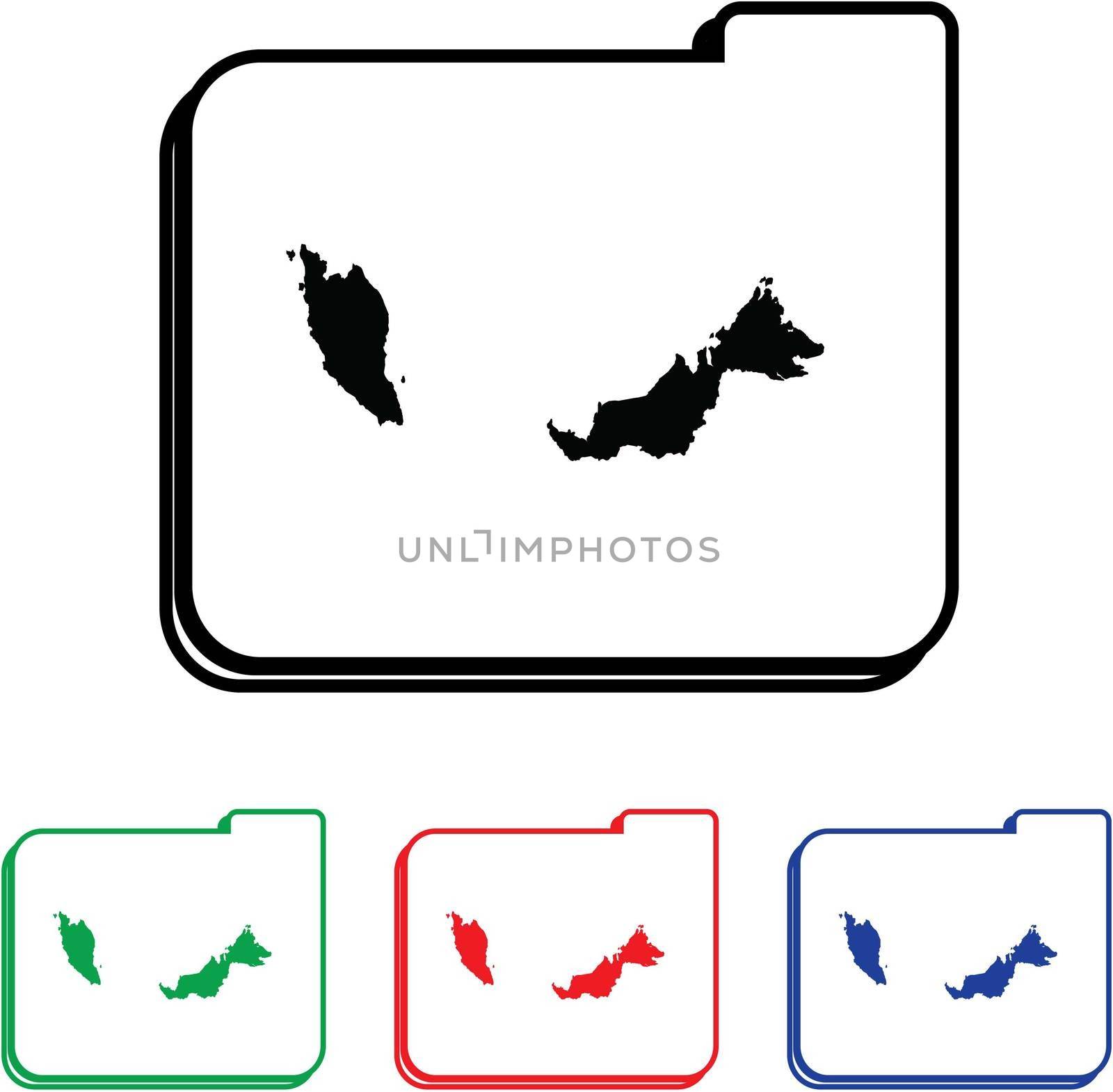 Malaysia Icon Illustration with Four Color Variations