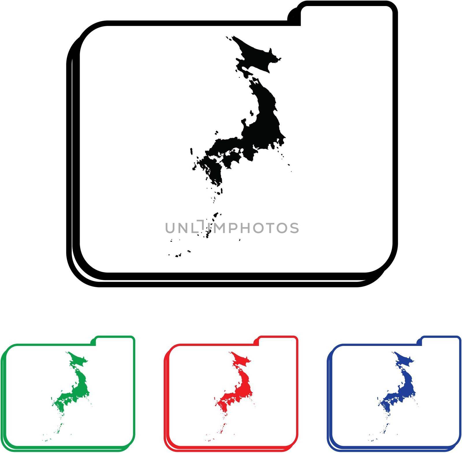 Japan Icon Illustration with Four Color Variations