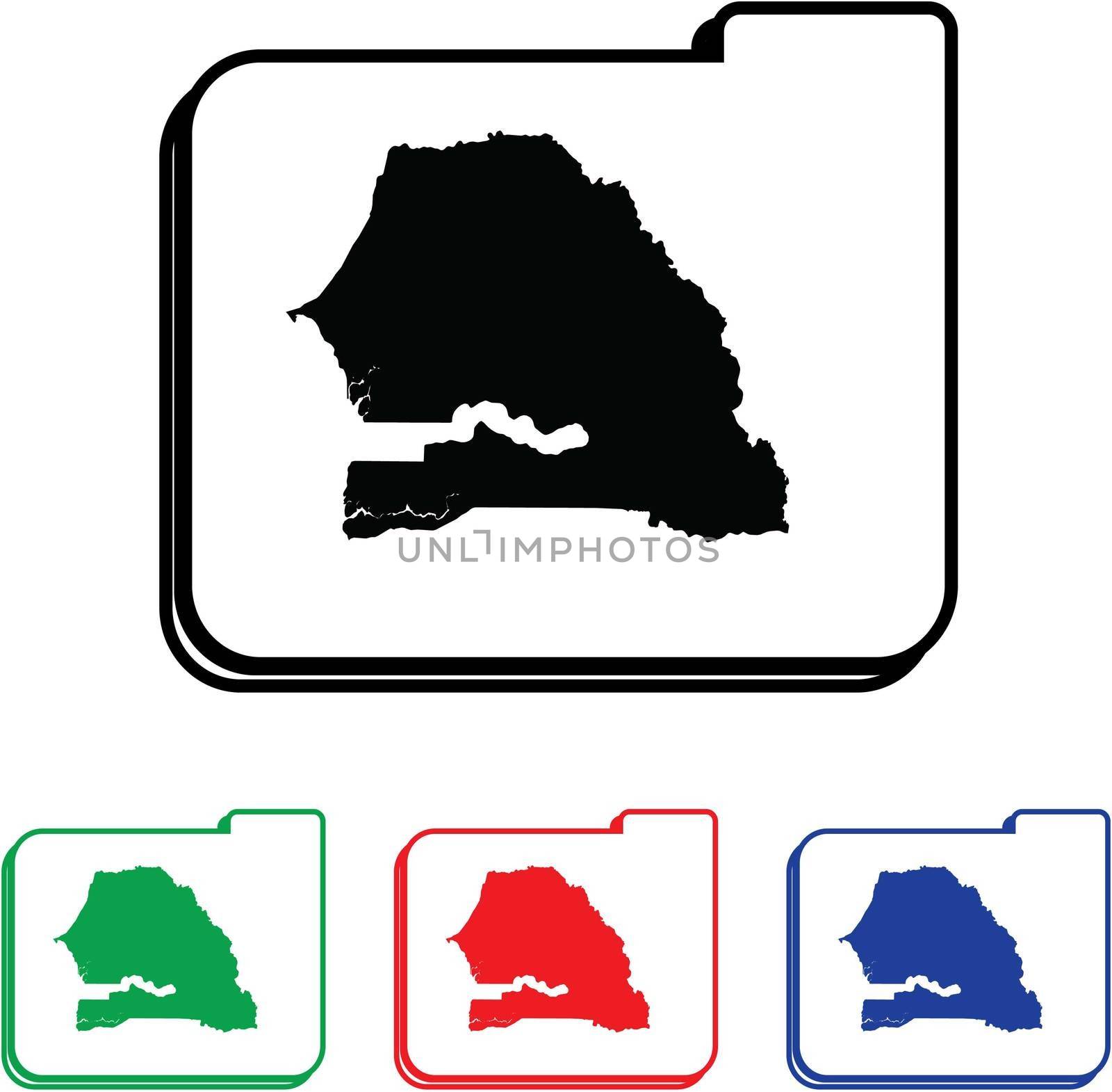 Senegal Icon Illustration with Four Color Variations