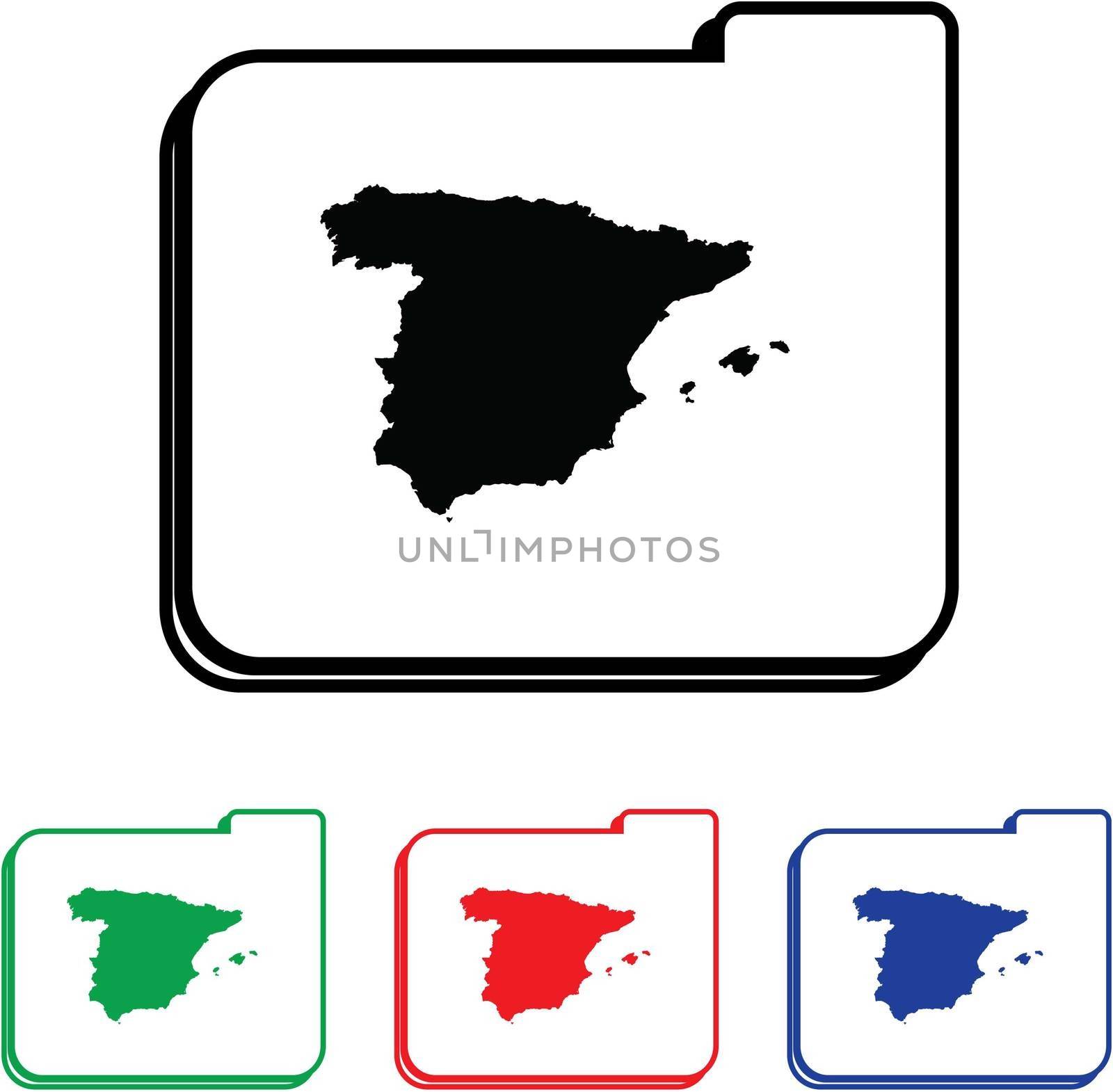 Spain Icon Illustration with Four Color Variations