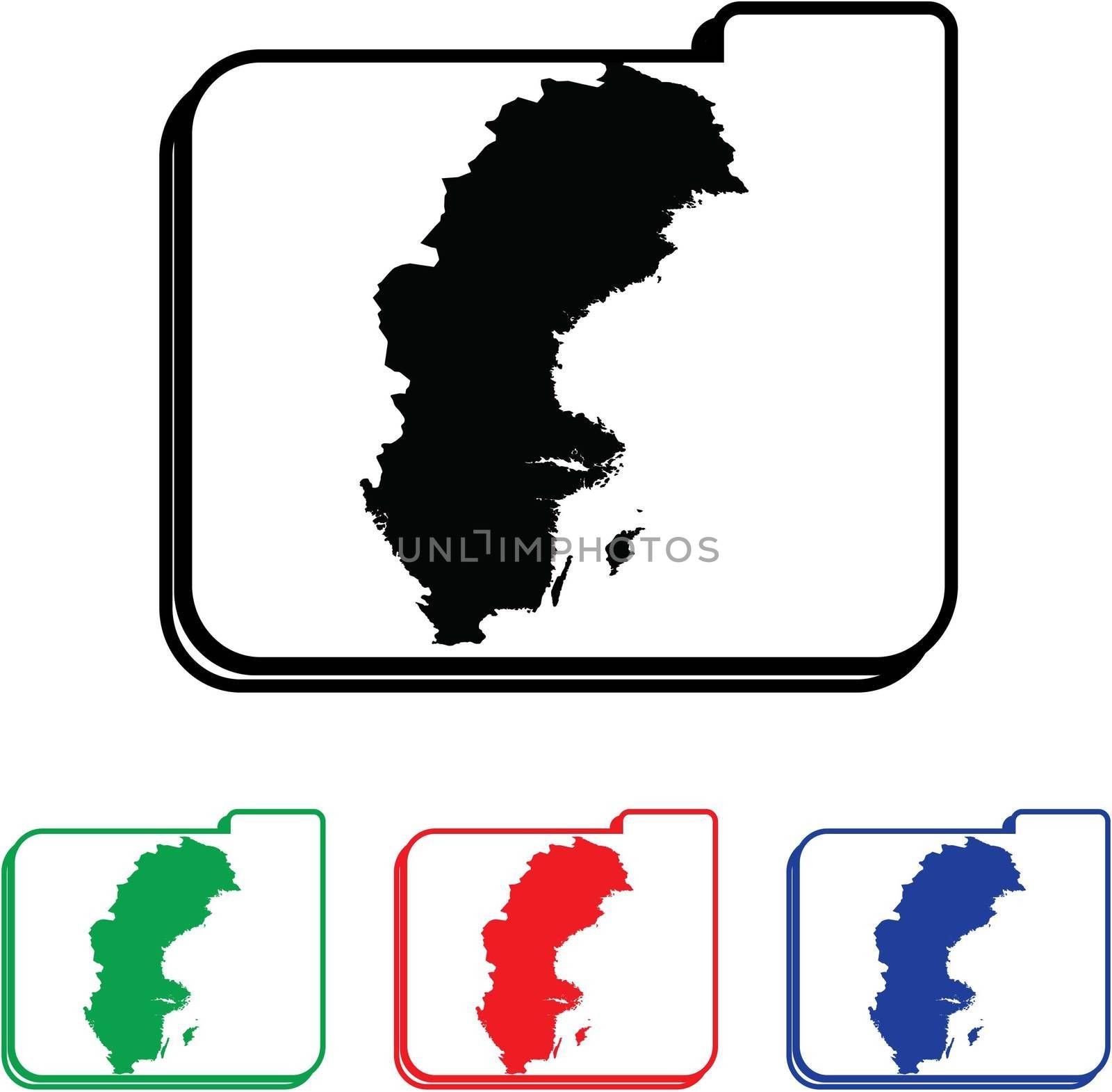 Sweden Icon Illustration with Four Color Variations