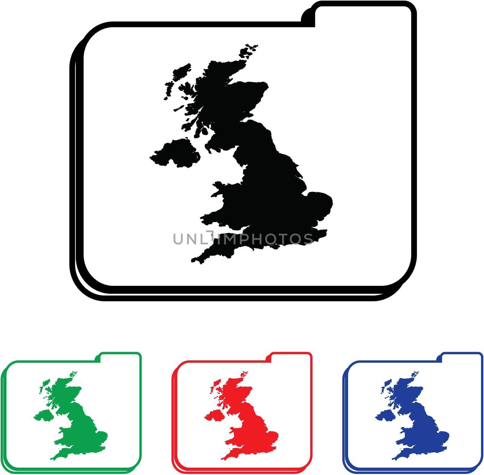 United Kingdom Icon Illustration with Four Color Variations
