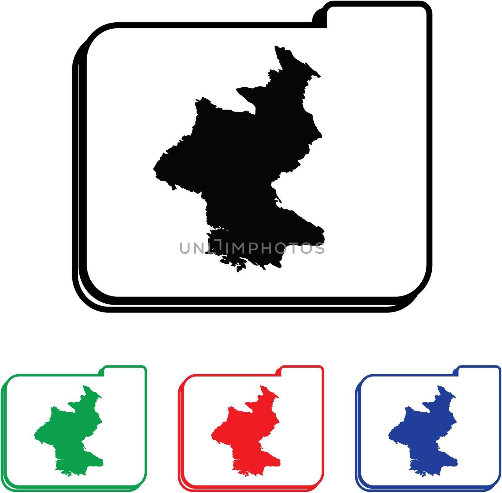 North Korea Icon Illustration with Four Color Variations