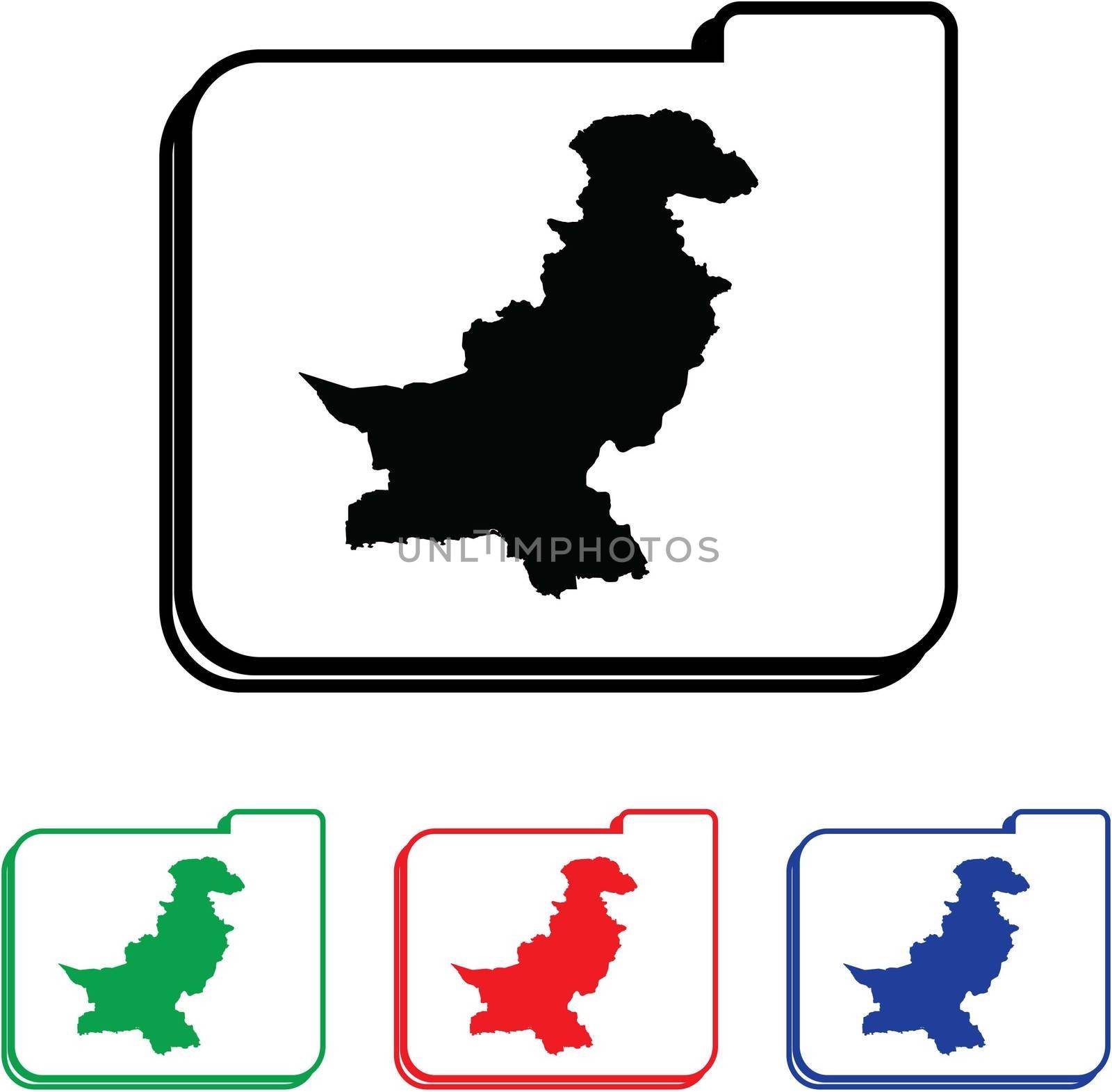 Pakistan Icon Illustration with Four Color Variations