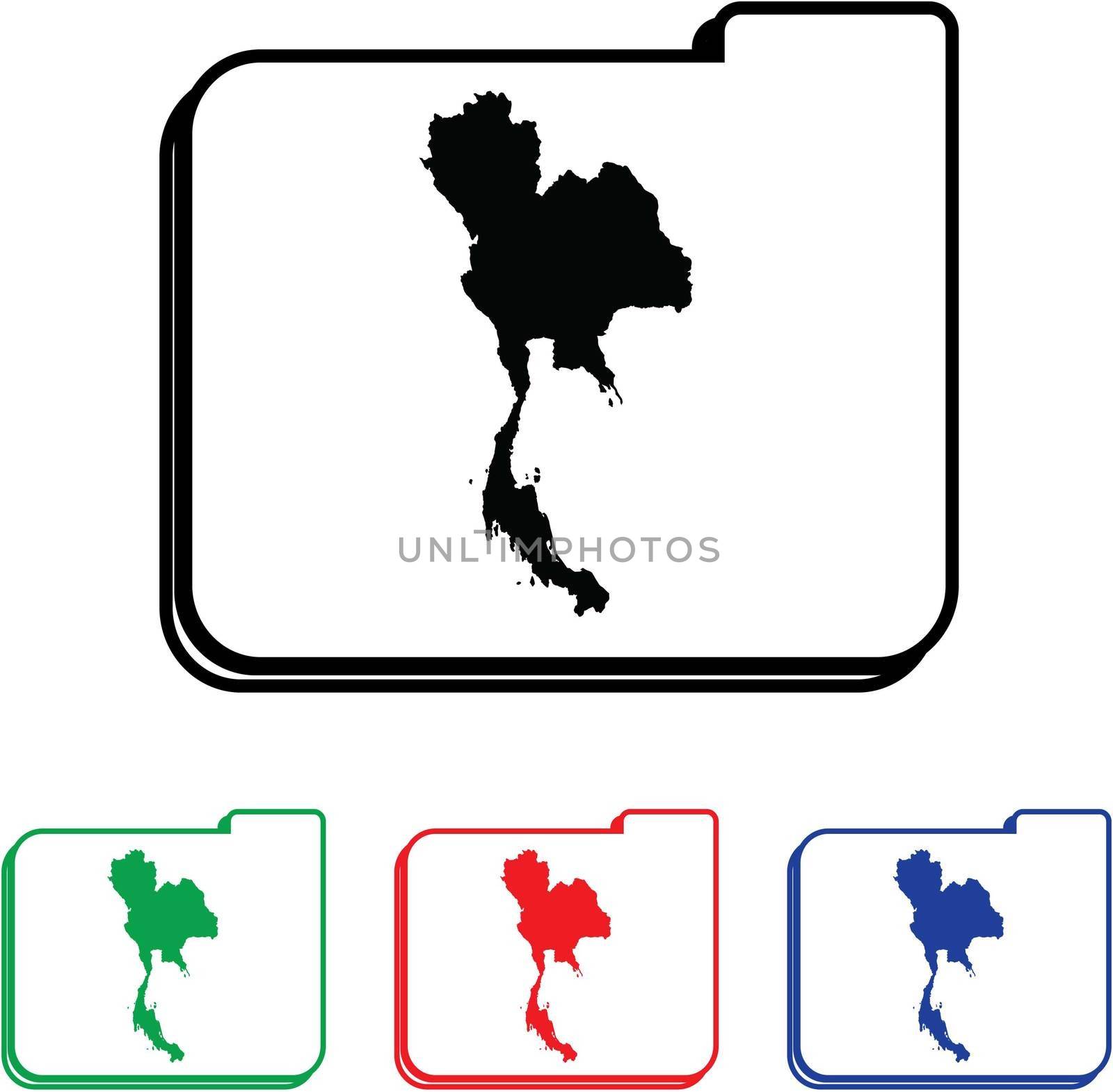 Thailand Icon Illustration with Four Color Variations