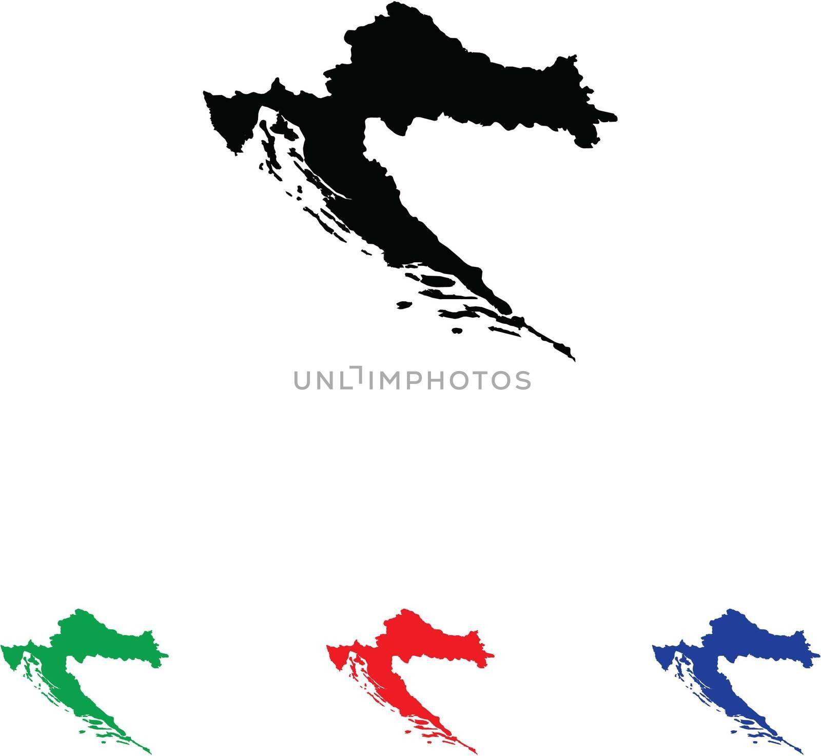Croatia Icon Illustration with Four Color Variations